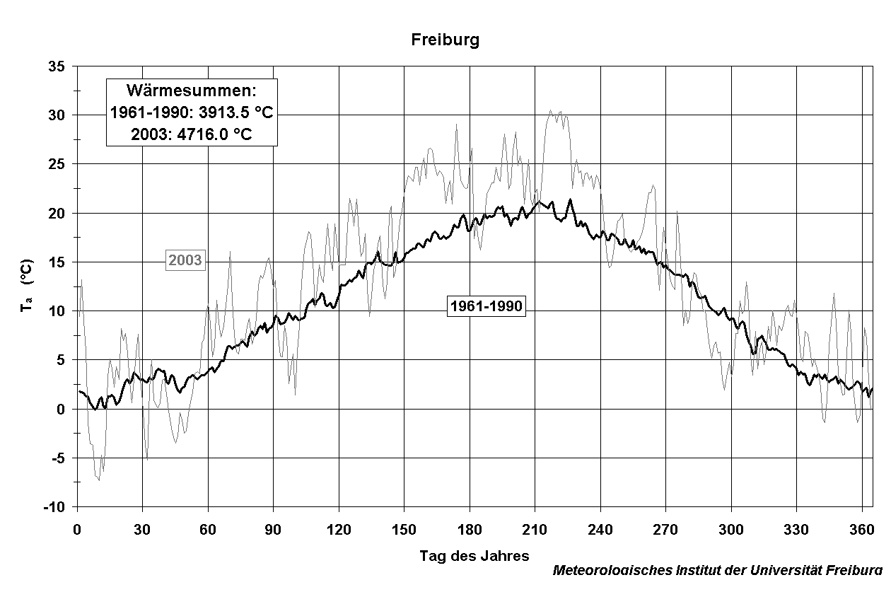 Temperaturen 2003 in Freiburg
